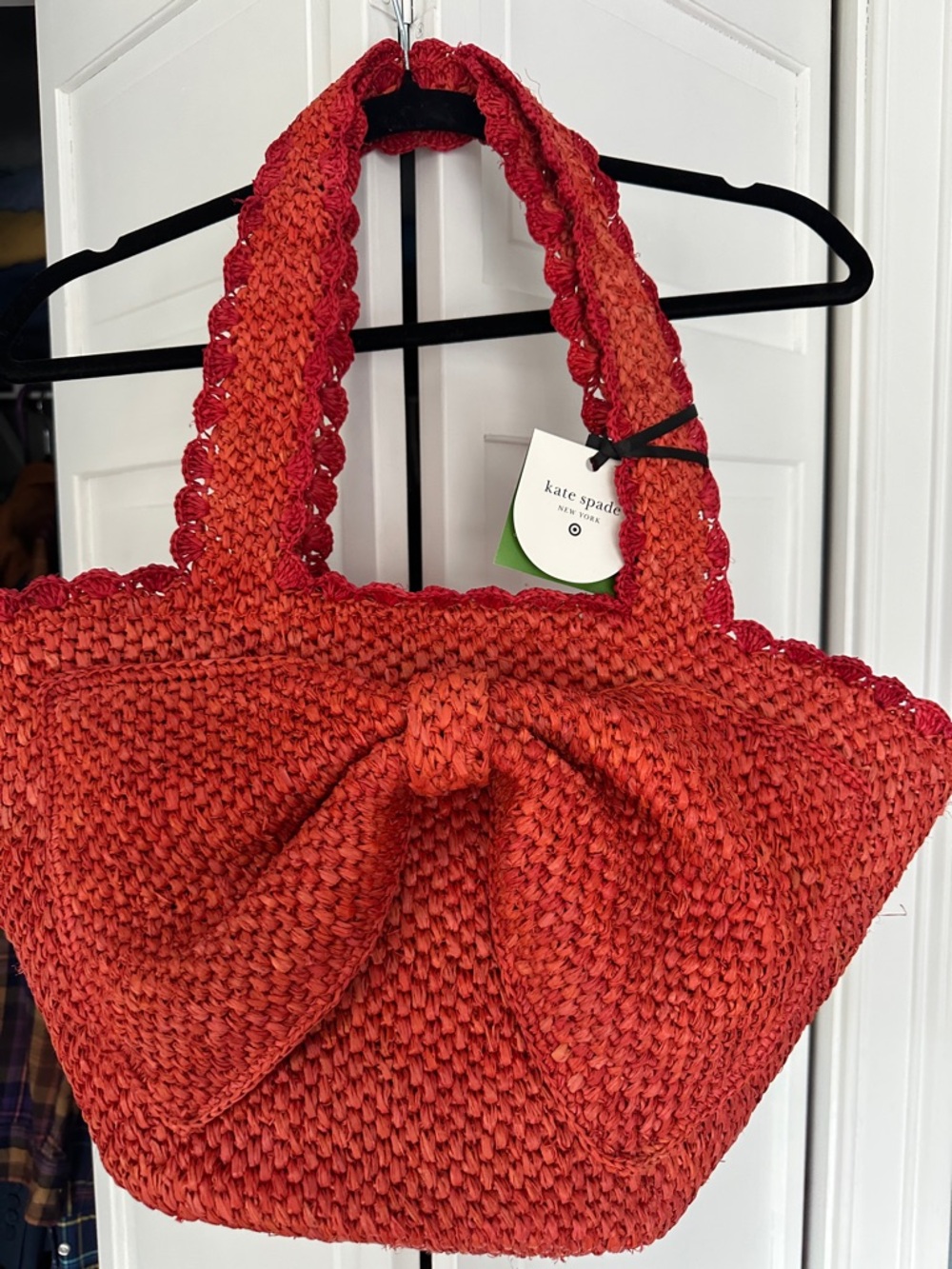 Kate Spade for Target Red Raffia Bow Tote